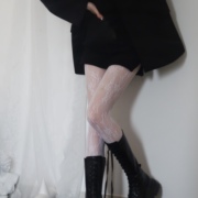 陆甜茶日系Lolita复古蕾丝软妹连裤袜白色丝袜网纱蕾丝渔网黑丝袜