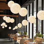 北欧星球月球吊灯圆球餐厅，服装店店铺商用工程创意氛围月球床头灯