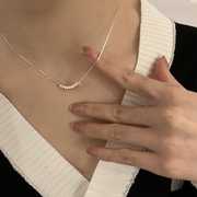 韩版s925银简约珠项链，女复古时尚，气质锁骨链ins文艺毛衣链潮