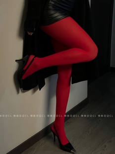 辣妹日记CL「殷」大红色丝袜女天鹅绒连裤袜子性感显瘦打底袜裤袜