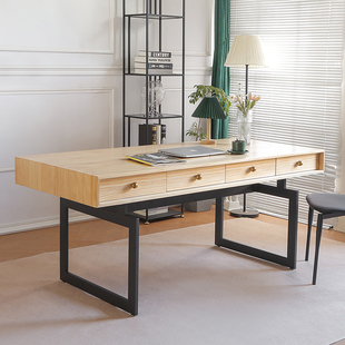北欧简约实木电脑桌子家用办公桌卧室工作台书房工作室书桌带抽屉