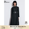 IDPAN女装商场同款秋季简约神秘黑色不对称荷叶裙摆X型连衣裙