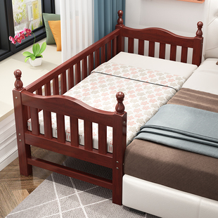 榉木拼接床儿童床婴儿床加宽床定制床延边拼床小孩床实木小床