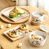 帕恰狗餐具套装一人食碗盘，组合六件精致陶瓷碗碟套装家用可爱饭碗