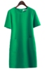 2024夏季大码连衣裙女直筒韩版时尚中裙绿色宽松显瘦气质裙子
