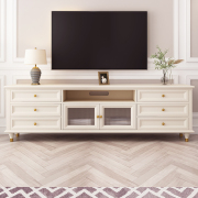 索菲亚美式实木电视柜白色客厅，地柜茶几组合现代简约小户型储