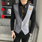 职业装三件套理发店发型师夜场少爷酒吧KTV工作服男马甲衬衫裤子