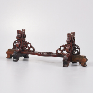 托架红酸枝雕刻摆件如意木雕工艺品，红木底座底座镂空木质