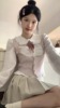 韩剧女主学院风jk制服套装女秋冬长袖衬衫+马甲+半身裙三件套