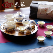 茶具套装功夫茶具整套家用简约陶瓷青花瓷盖碗茶杯中式定制泡