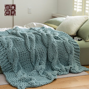 复古手工立体麻花编织线毯 床盖毯沙发毯休闲毯搭巾搭毯沙发毯
