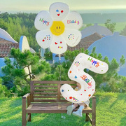 儿童生日白色数字气球男女孩宝宝拍照派对装饰品场景布置道具创意