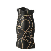 极简轻奢创意现代新古典陶瓷手绘线条扁形不规则花瓶家居软装饰品