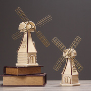 美式乡村荷兰风车模型摆件，酒吧咖啡客厅，店铺装饰品创意摆设
