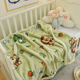 卡通加厚拉舍尔儿童毛毯牛奶，绒沙发盖毯婴幼儿，午睡毯幼儿园小毯子