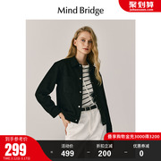 MindBridge百家好2024年女士黑色设计感外套春季简约夹克百搭上衣