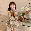 女童韩系套装裙2023春装，针织毛衣马甲，连衣裙儿童灯芯绒两件套