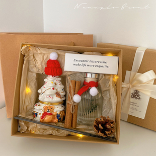 圣诞香薰礼盒小熊陶瓷圣诞树室内无火香薰套装送朋友女友生日礼物