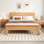 床双人床简约现代1米2单人床1.5米1米8出租房用主卧橡胶木实木床