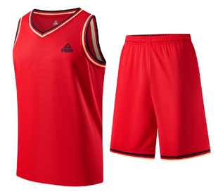 匹克v领篮球套装，男球衣比赛短套训练短套时尚篮球服f7242151