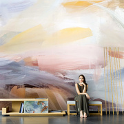 抽象艺术壁纸北欧电视背景墙纸现代简约沙发墙布客厅卧室壁画壁布