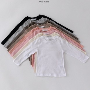 韩国进口婴幼童装春秋简单弹力，修身长袖t恤柔软莫代尔打底衫