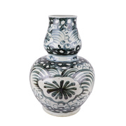 景德镇陶瓷仿古手绘葫芦瓶，瓷器案头摆件插花花瓶古朴装饰大号