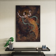 新中式玄关装饰画轻奢抽象敦煌飞天仕女客厅沙发背景墙大尺寸挂画
