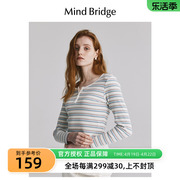 mbmindbridge百家好女士条纹，圆领长袖t恤2024春季韩系打底衫