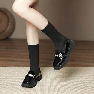 女童靴子短靴2022秋冬加绒黑色，儿童马丁靴，弹力袜子靴高筒长靴