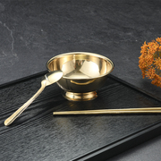 定制铜碗饭碗铜餐具黄紫铜(黄紫铜)套餐，铜勺铜杯纯铜家用白癜风补铜铜筷子