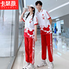情侣装夏装短袖T恤初高中生学院风中学生班服中国风红运动会套装