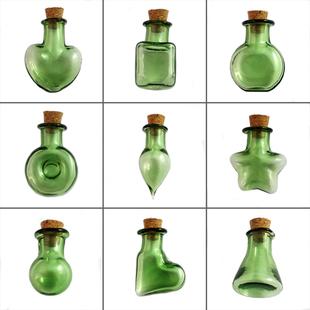 DIY饰品配件绿色玻璃小瓶软木塞精油瓶香水瓶吊坠手机挂件材料
