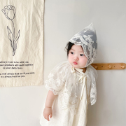 韩国bily儿童女童蕾丝披肩，帽子斗篷h夏季防晒胎帽假领子套装护耳