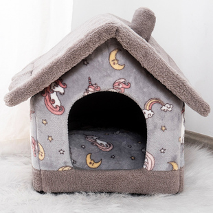 狗窝秋冬季保暖房子型，小型犬泰迪博美四季通用可拆洗猫窝宠物狗屋