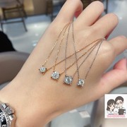 香港六福珠宝18khexicon系列，k金镶单钻碎钻套链钻石项链