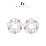 DVVVZ时光回溯系列天然珍珠镀金玫瑰金耳钉女高级时尚百搭款