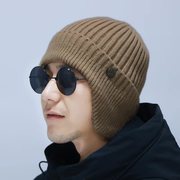 冬天毛线帽子男护耳帽加绒加厚户外保暖防风冬季针织帽子