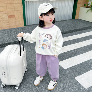 女童洋气春装2024套装儿童韩版运动卫衣两件套宝宝春秋款衣服