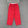 外贸欧美单舒适天丝纤维系带，红色大码长裤