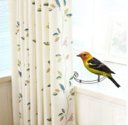 棉麻亚麻小清新卧室，窗帘布料成品飘窗田园，落地窗纱帘简约现代小鸟