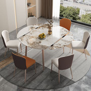 潘多拉岩板餐桌可伸缩折叠轻奢现代简约家用小户型餐桌椅2024