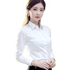 职业韩版常规女装2024短袖，单排纽扣通勤白色，圆领夏季修身正装衬衫