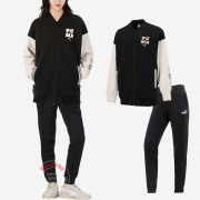 PUMA彪马运动套装23秋女棒球领夹克跑步训练服外套针织长裤两件套