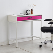 高档办公桌电脑桌带抽屉意式轻奢北欧书桌，极简简约现代80cm黑白色