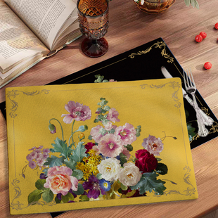 古典欧美油画西餐盘，茶杯垫方形隔热垫防刮花桌垫多色定制
