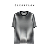 cleanflow黑白细条纹桑蚕真丝，小圆领超薄短袖，针织t恤女夏