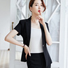 高货夏季修身黑色短袖小西装外套女士薄款单层韩版西服职业装两件