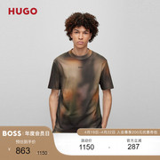 hugoboss雨果博斯男士迷彩印花棉质平纹针织，休闲短袖t恤