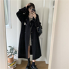 双排扣黑色中长款风衣女2022年秋冬韩版垂感高级长袖外套上衣